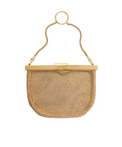 Calvin Klein Mini Chain Mesh Clutch In Neutral