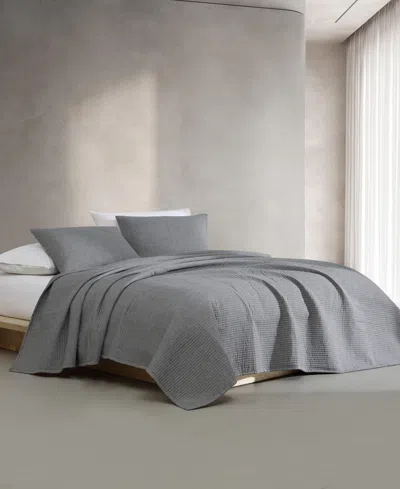 Calvin Klein Mini Channel Stitch Solid 3-pc. Quilt Set, King In Graphite