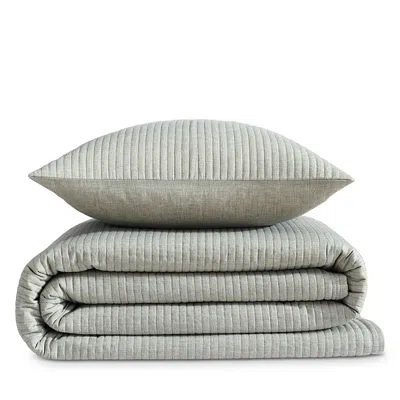 Calvin Klein Mini Channel Stitch Solid 3 Piece Quilt Set, Queen In Dark Green