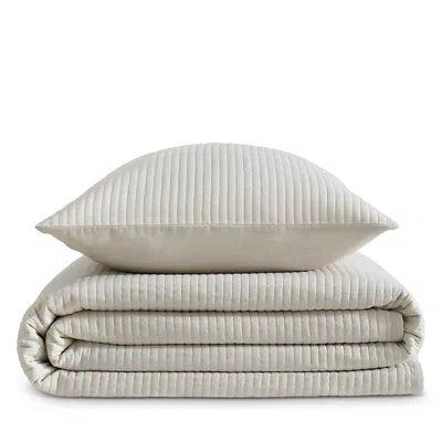 Calvin Klein Mini Channel Stitch Solid 3 Piece Quilt Set, Queen In Light Beige