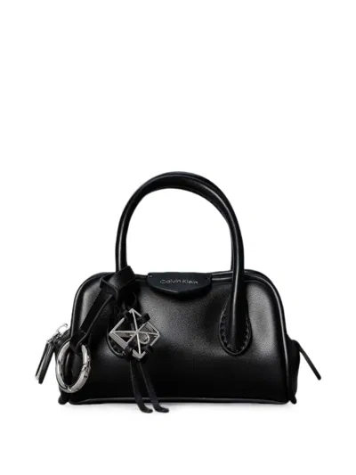 Calvin Klein Mini Logo-plaque Bag Charm In Black