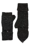 Calvin Klein Mini Sequin Flip Top Gloves In Black