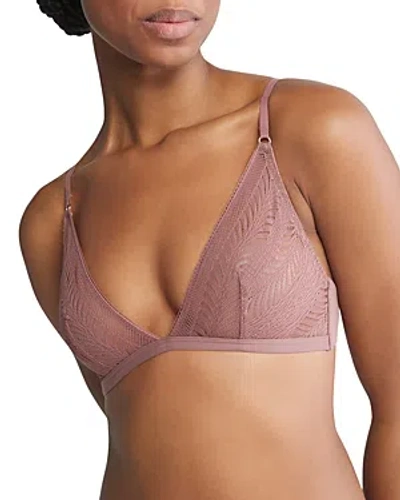 Calvin Klein Minimalist Micro Lace Unlined Triangle Bra In Capri Rose