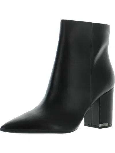 Calvin Klein Minna 2 Womens Faux Leather Pull On Ankle Boots In Black