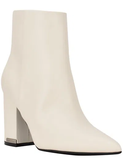 Calvin Klein Minna 2 Womens Faux Leather Pull On Ankle Boots In White