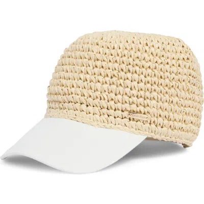 Calvin Klein Mixed Media Baseball Cap In Natural