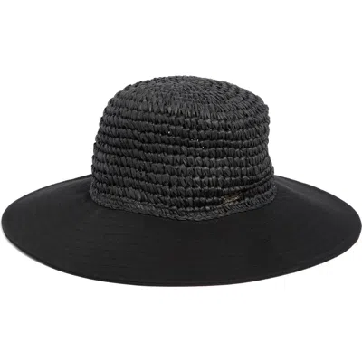 Calvin Klein Mixed Media Sun Hat In Black