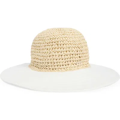 Calvin Klein Mixed Media Sun Hat In Natural