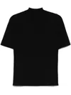 Calvin Klein Mock-neck Kniited T-shirt In Black