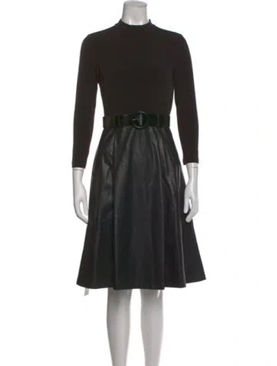 Pre-owned Calvin Klein Mock Neck Midi Length Dress In Black