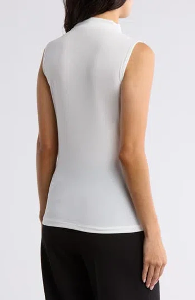 Calvin Klein Mock Neck Sleeveless Drape Top In White