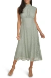 Calvin Klein Mock Neck Sleeveless Lace A-line Dress In Jadeite