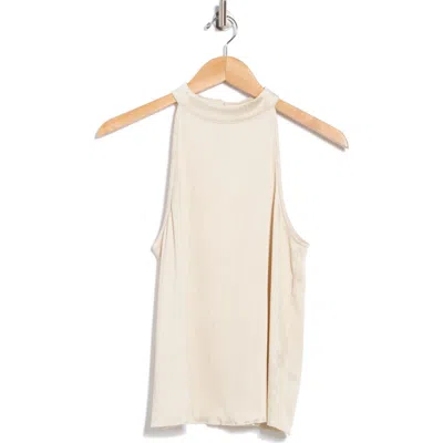 Calvin Klein Mock Neck Sleeveless Plissé Top In Neutral