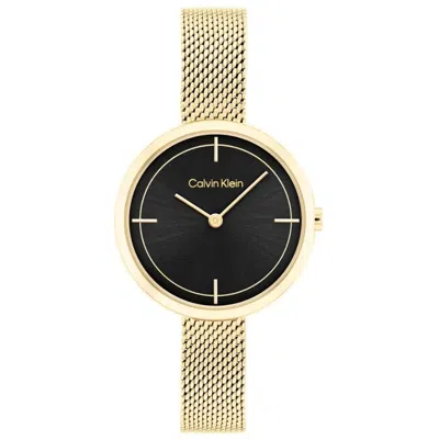 Calvin Klein Women's Gold-tone Stainless Steel Mesh Bracelet Watch 30mm