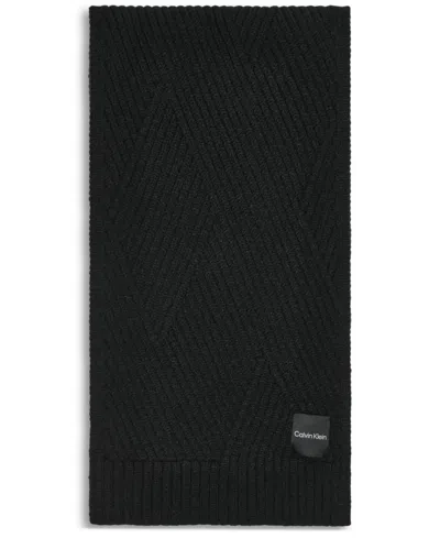 Calvin Klein Modern Bias Rib Scarf In Black