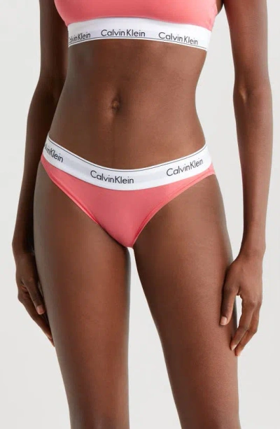 Calvin Klein Modern Cotton Bikini In Calypso Coral