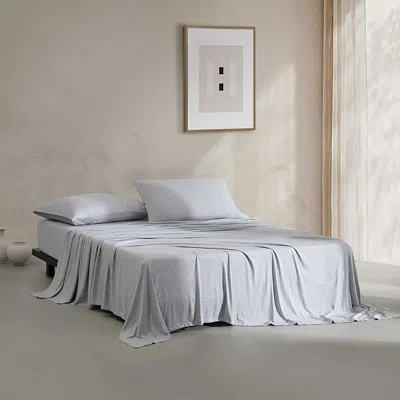 Calvin Klein Modern Cotton Blend Melange Jersey 4 Piece Sheet Set, Queen In Gray