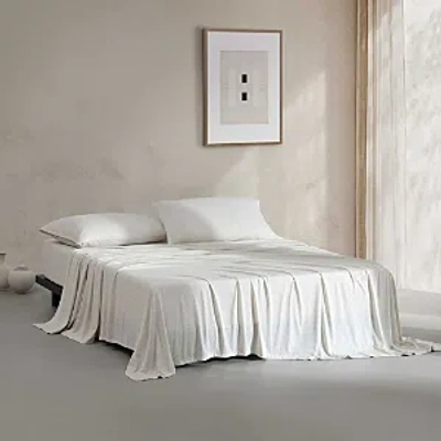 Calvin Klein Modern Cotton Blend Melange Jersey 4 Piece Sheet Set, Queen In Ivory/grey