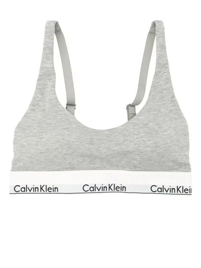 Calvin Klein Gray Cotton Women Bralette In Green