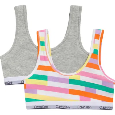 Calvin Klein Kids'  Modern Cotton Bralettes In Gray