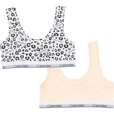 Calvin Klein Kids' Modern Cotton Bralettes In Ckleonude/nude