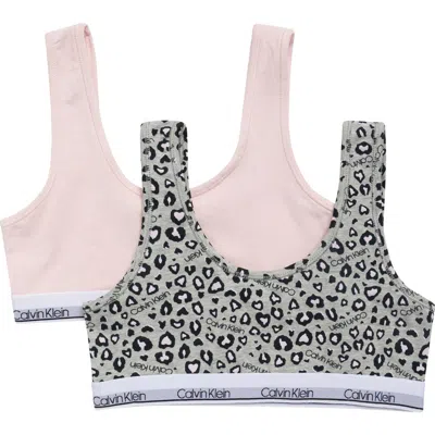 Calvin Klein Kids'  Modern Cotton Bralettes In Gray