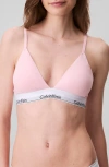 Calvin Klein Modern Cotton Collection Lightly Lined Cotton Blend Triangle Bralette In Pink