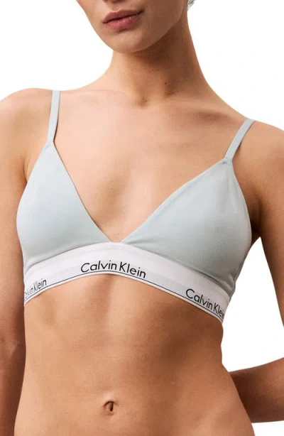Calvin Klein Modern Cotton Collection Lightly Lined Cotton Blend Triangle Bralette In Grey Heather