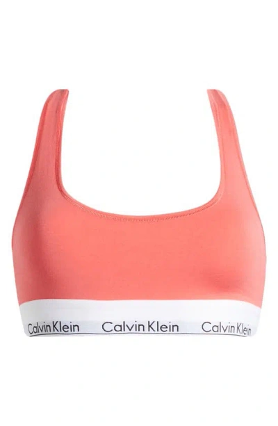 Calvin Klein Modern Cotton Collection Unlined Cotton Blend Bralette In Calypso Coral