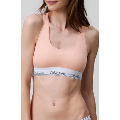 Calvin Klein Modern Cotton Collection Unlined Cotton Blend Bralette In Melon Frenzy