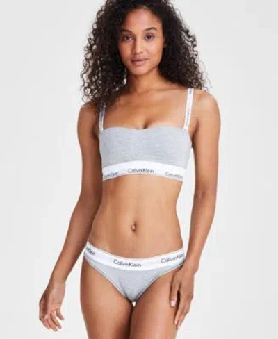 Calvin Klein Modern Cotton Lightly Lined Bandeau Bikini Underwear In Grey Heather