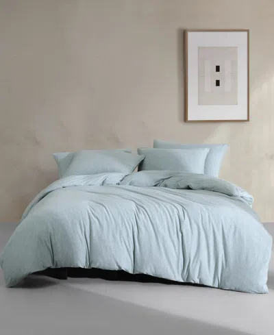 Calvin Klein Modern Cotton Melange Jersey 3 Piece Comforter Set, Queen In Aqua Blue