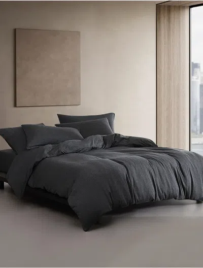 Calvin Klein Modern Cotton Melange Jersey Comforter Set In Dark Grey