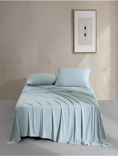Calvin Klein Modern Cotton Melange Jersey Sheet Set In Blue