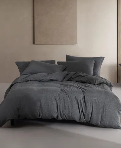 Calvin Klein Modern Cotton Melange Tencel Jersey 3 Piece Duvet Cover Set, Queen In Dark Gray