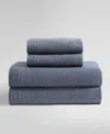 Calvin Klein Modern Cotton Blend Melange Jersey 4 Piece Sheet Set, Queen In Indigo