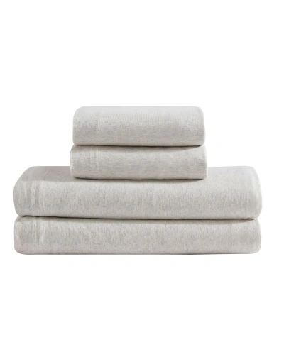 Calvin Klein Modern Cotton Melange Tencel Jersey 4 Piece Sheet Set, Queen In Ivory,gray