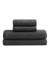 Calvin Klein Modern Cotton Blend Melange Jersey 4 Piece Sheet Set, Queen In Dark Gray