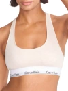 Calvin Klein Modern Cotton Racerback Bralette In Oatmeal Heather