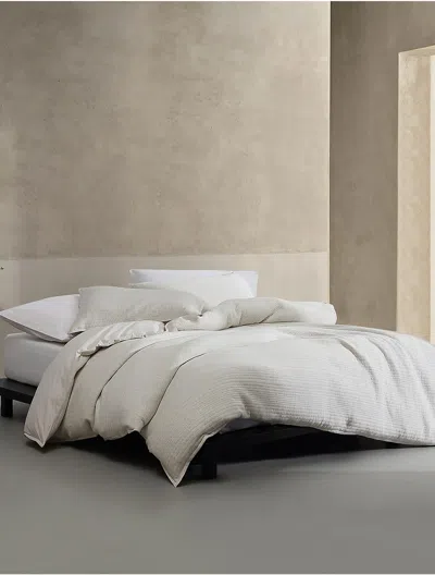 Calvin Klein Modern Cotton Ribbed Matelasse Duvet Cover Set In Neutral