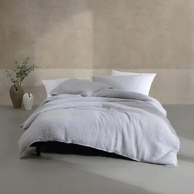Calvin Klein Modern Cotton Ribbed Matelasse Duvet Cover Set In Gray,blue