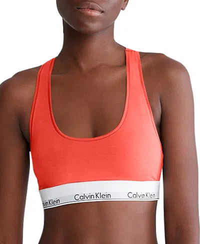 Calvin Klein Modern Cotton Women's Modern Cotton Bralette F3785 In Calypso Coral