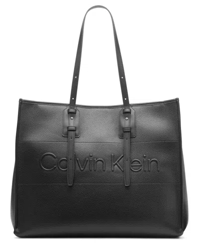 Calvin Klein Modern Essential Extra-large Tote Bag In Black,silver