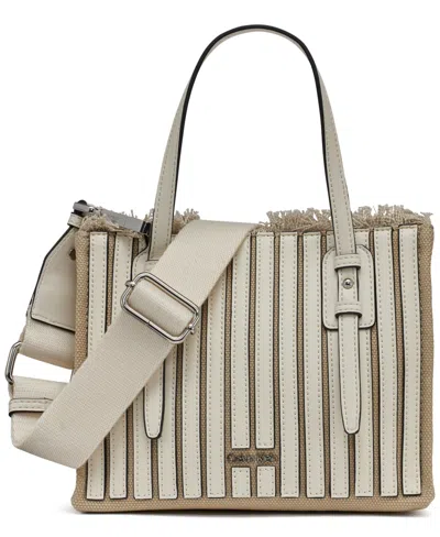 Calvin Klein Modern Essentials Pieced Canvas Mini Tote In Cerb White