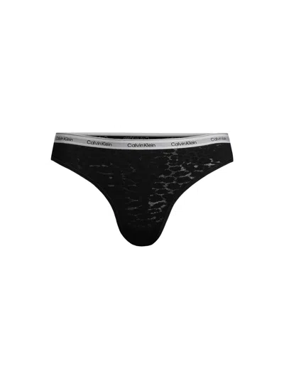 Calvin Klein Modern Logo Low Rise Lace Bikini Briefs In Black