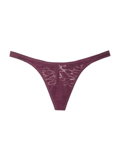 Calvin Klein Modern Lace Thong In Mauve Wine