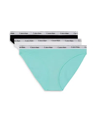 Calvin Klein Modern Logo Bikini, Set Of 3 In Black/beau Blue/white