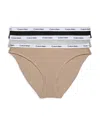 Calvin Klein Women's 3-pk. Modern Logo Low-rise Bikini Underwear Qd5207 In Pz7 Black