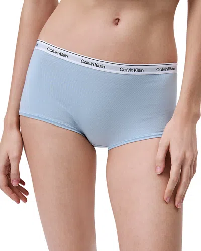 Calvin Klein Women's Modern Logo Mid-rise Boyshort Underwear Qd5195 In Sterling Blue