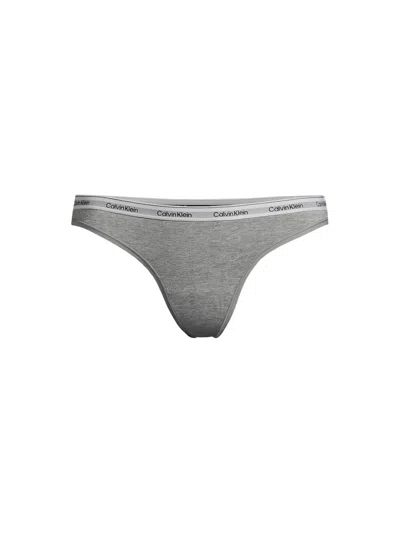 Calvin Klein Modern Logo Thong In Grey Heather
